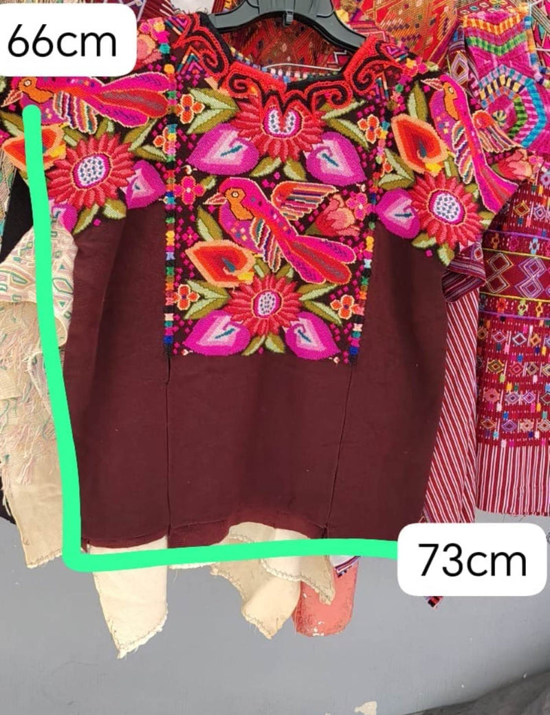 Pink Red And Brown Chichicastenango Huipil #7-378