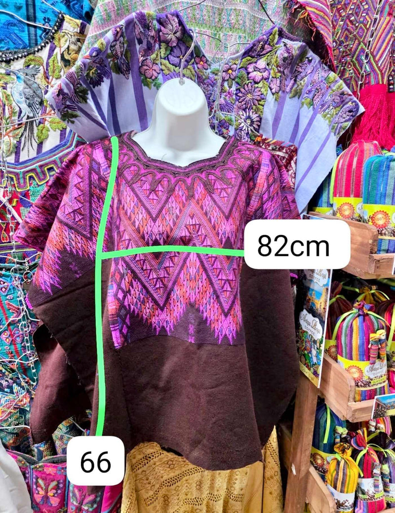 Antique Silk Pink and Brown Chichicastenango Huipil #7-382