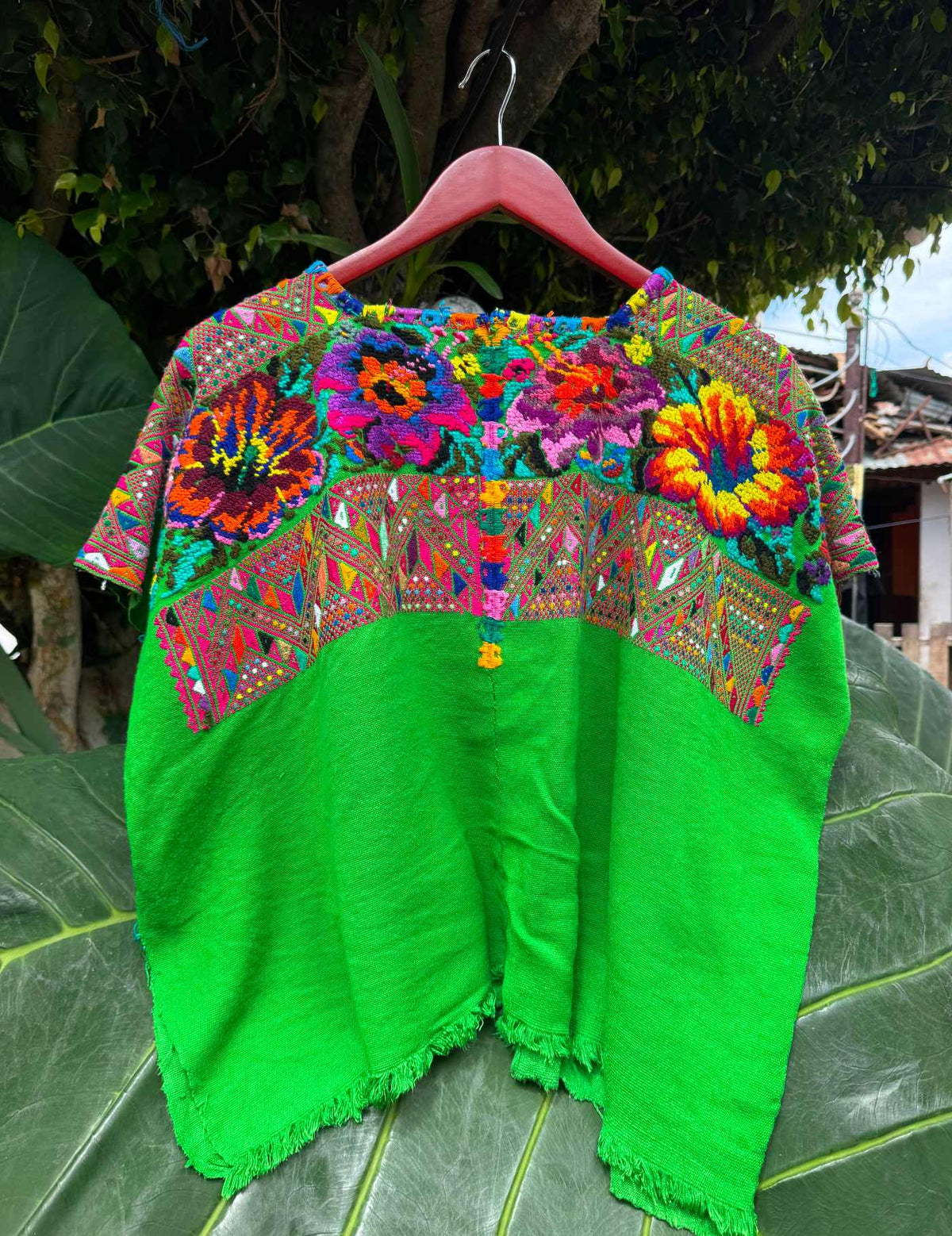 Bright Green Nahualá Huipil #7-387