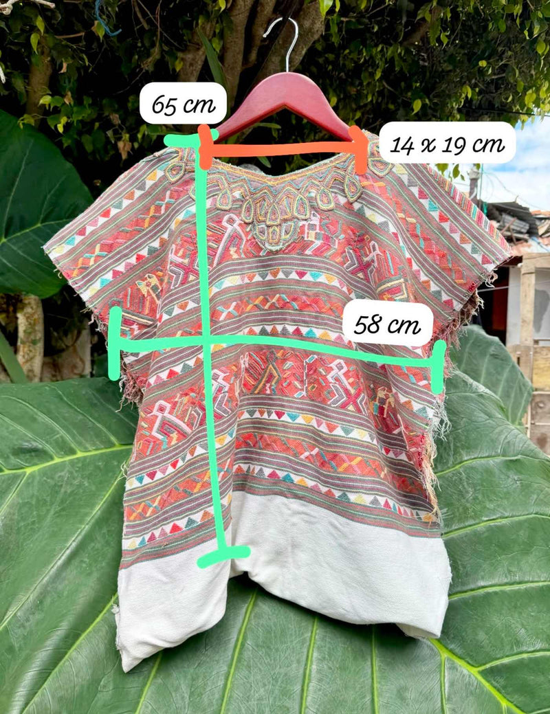 Traditional Red And White Nebaj Huipil #7-390
