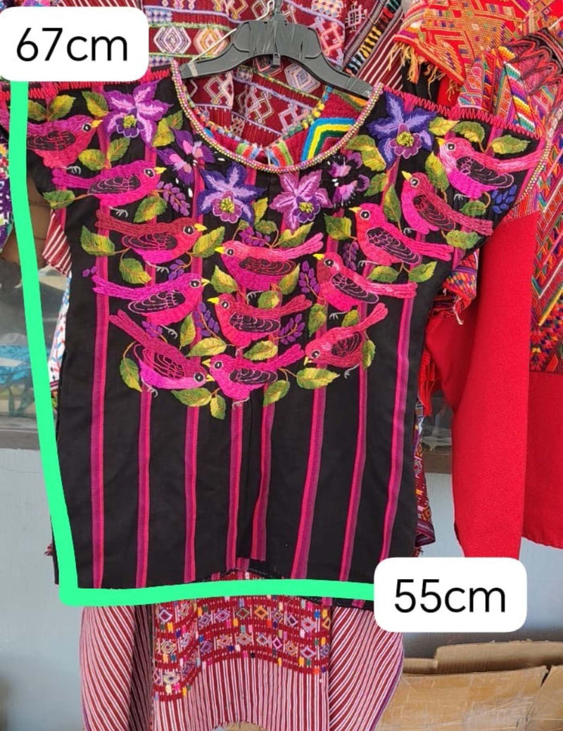 Hot Pink And Black Santiago Huipil #7-391