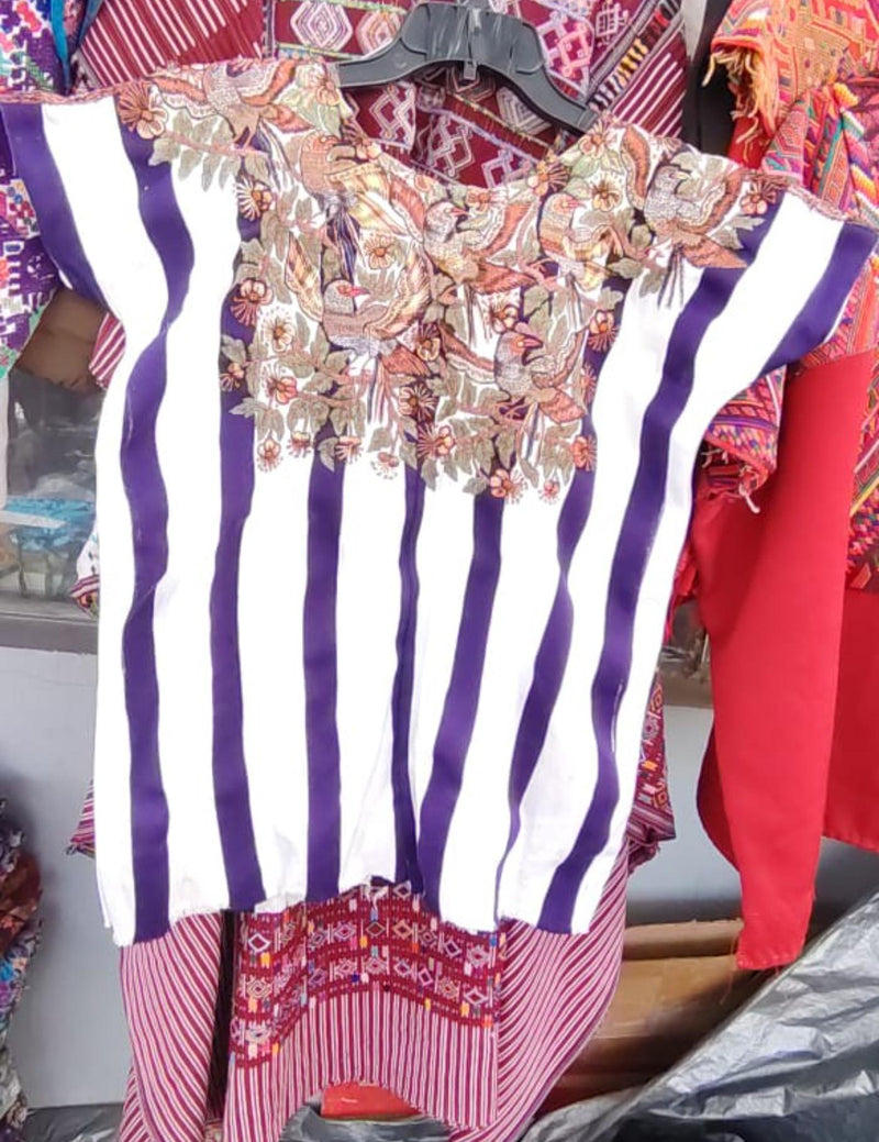 Purple And White Santiago Huipil #7-392