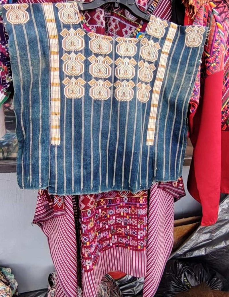 Indigo And Beige Nahualá Huipil #7-407