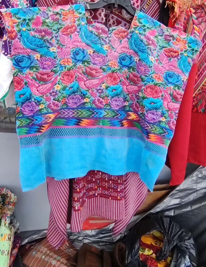 Pink And Blue Comalapa Huipil #7-410
