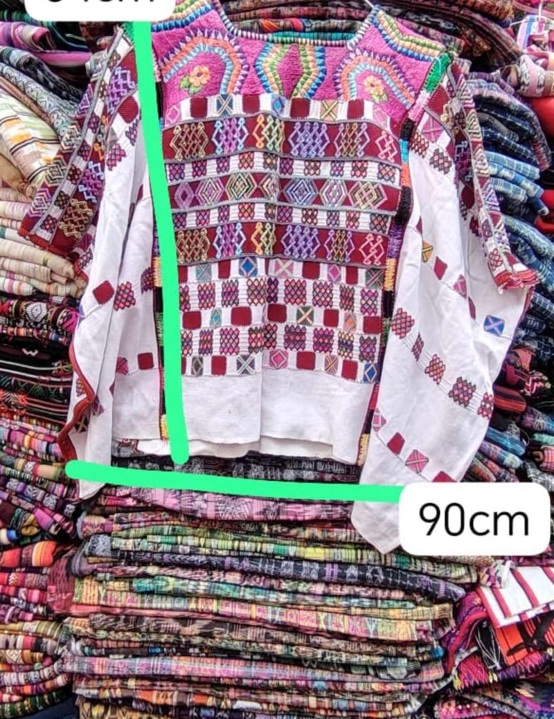 Pink Red And White Colotenango Huipil #7-416