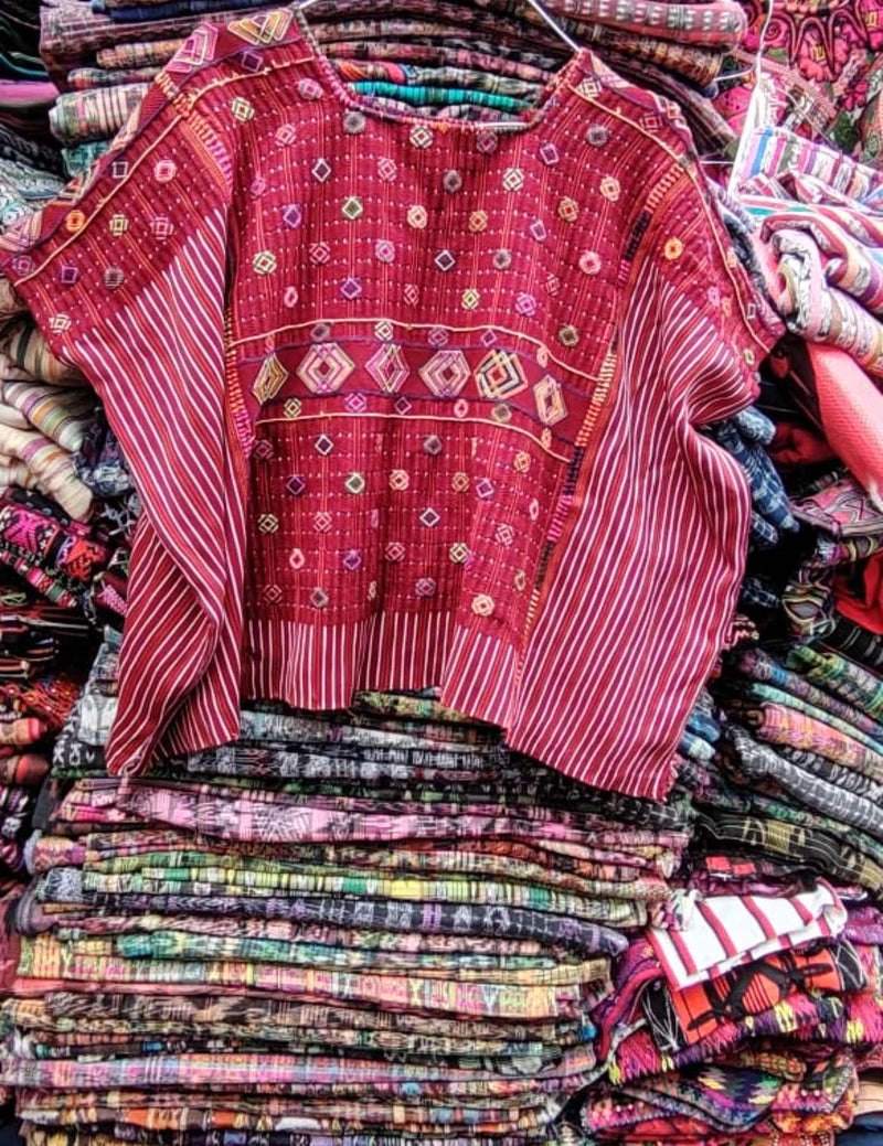 Dark Red Colotenango Huipil #7-418