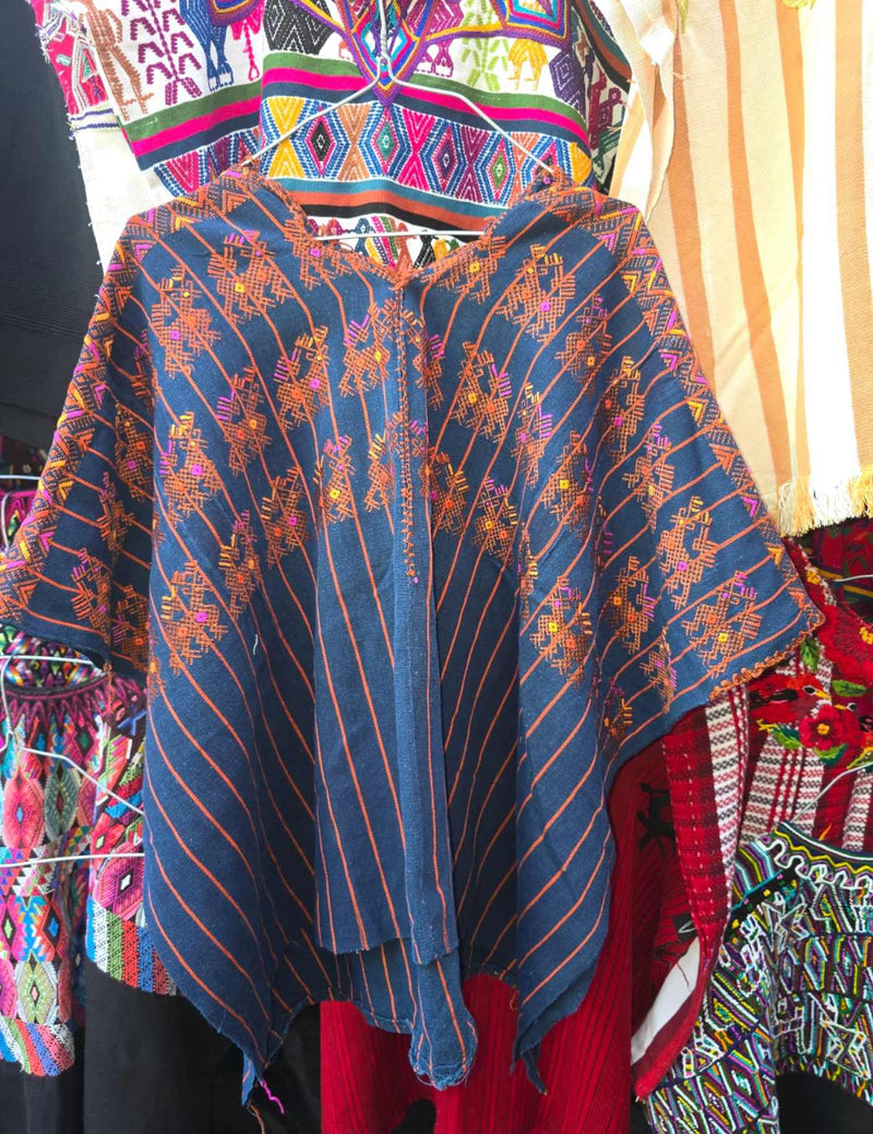 Indigo With Brown Deers Nahualá Huipil #7-425