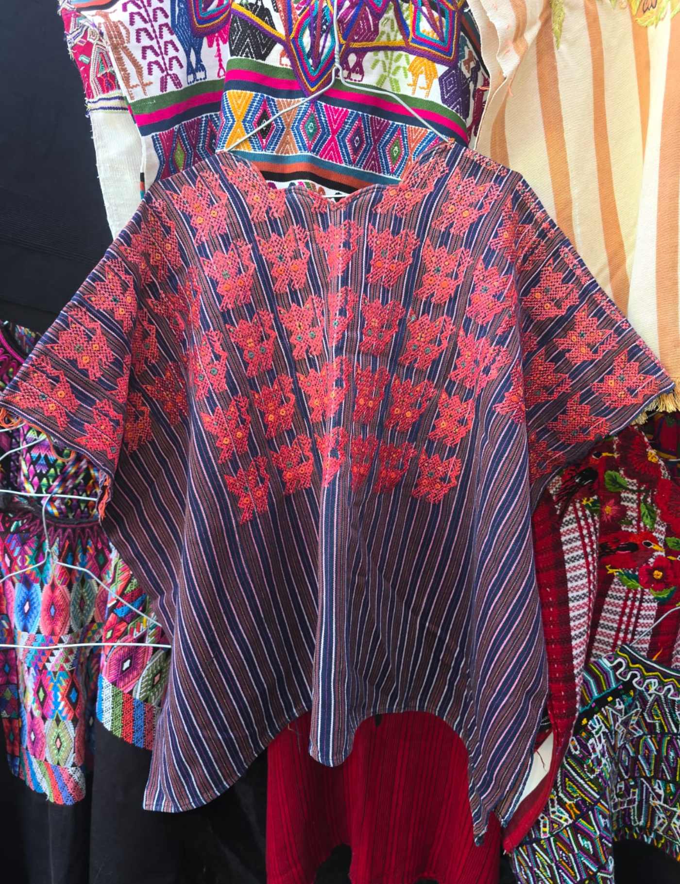 Indigo And Brown With Red Cats Nahualá Huipil #7-426