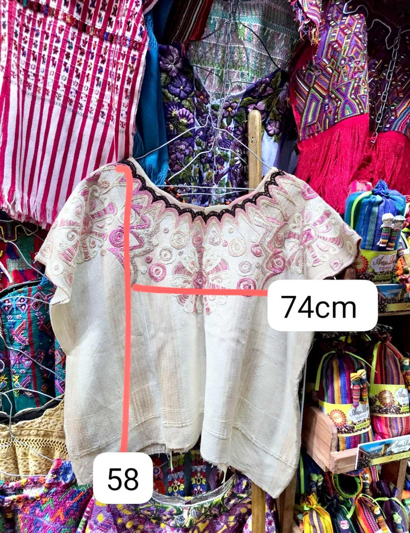 Pink And Ivory Chichicastenango Huipil #7-437