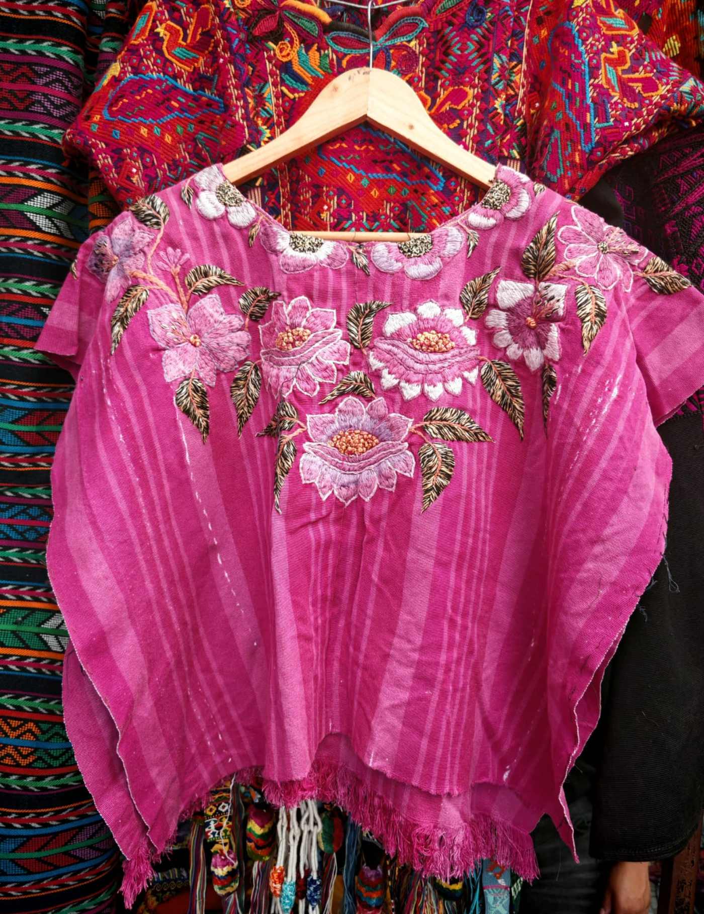 Hot Pink Floral Santiago Huipil #7-442