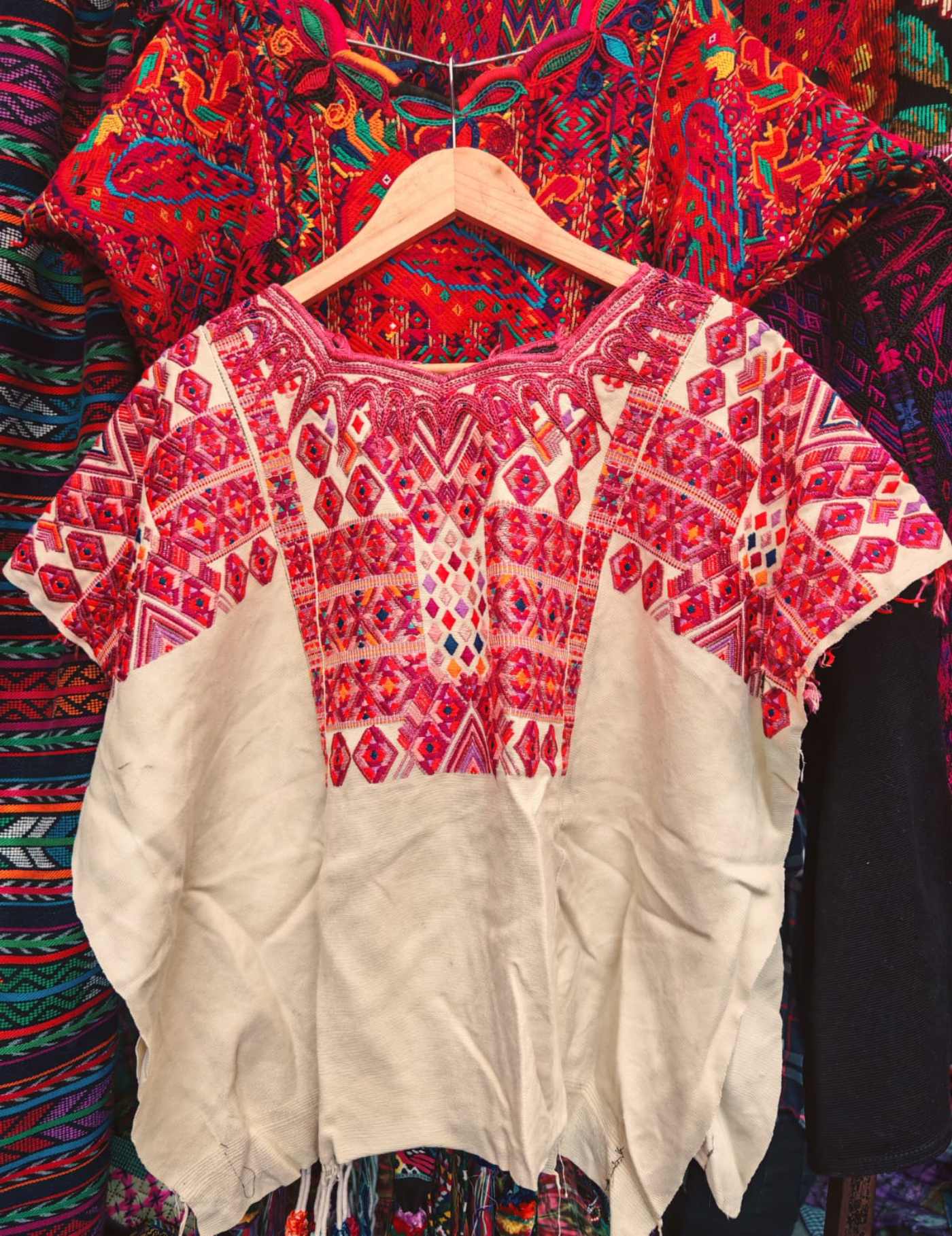 Pink And Cream Chichicastenango Huipil #7-448