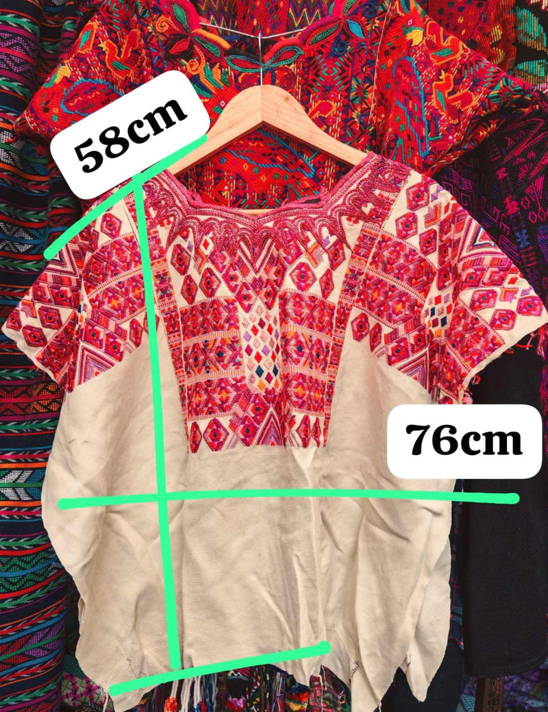 Pink And Cream Chichicastenango Huipil #7-448