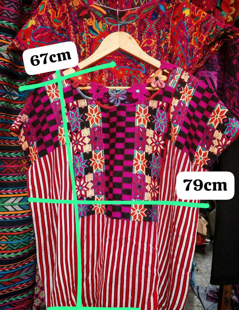 Flowers Checks And Stripes Chichicastenango Huipil #7-460