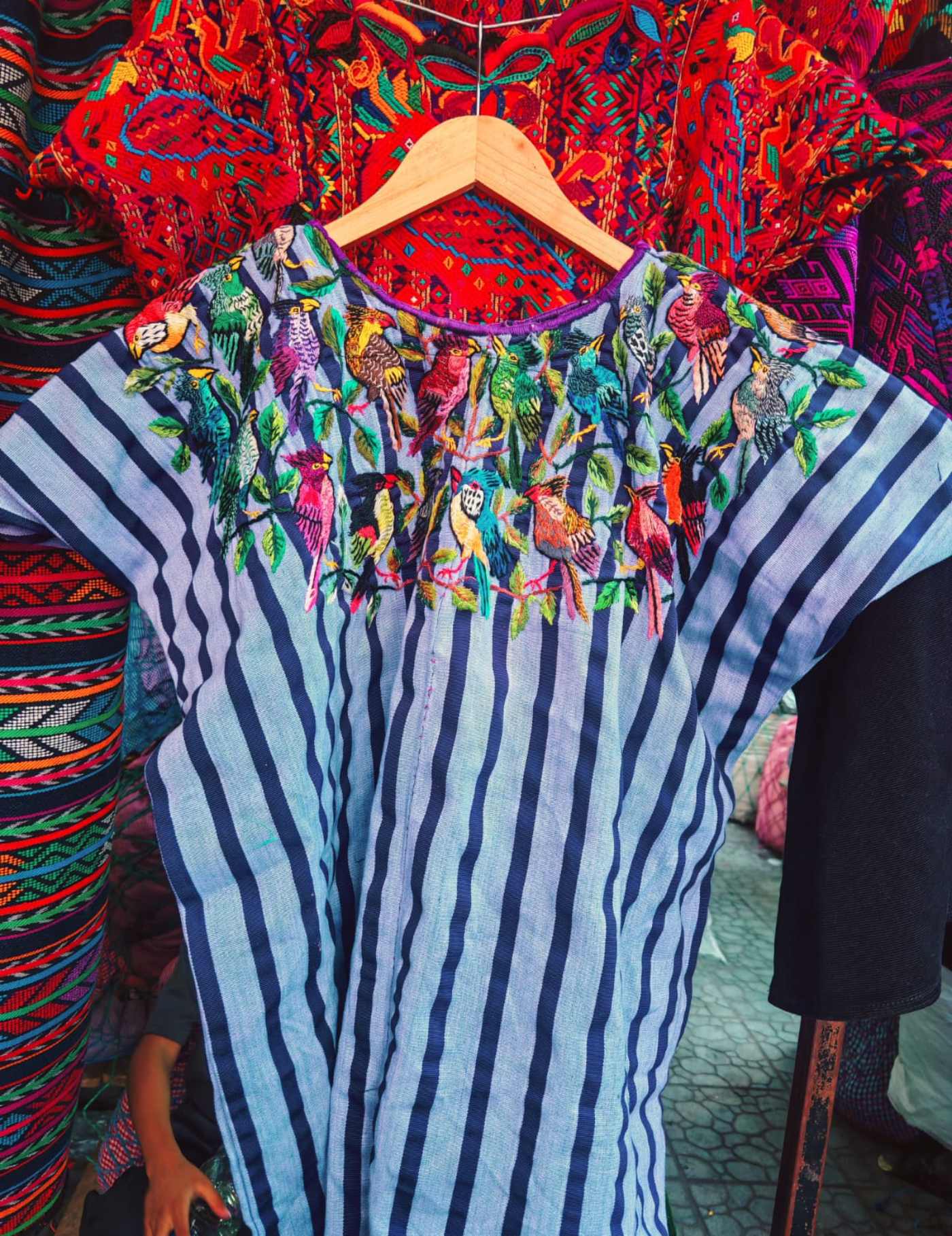 Lilac And Blue Striped Santiago Huipil #7-462