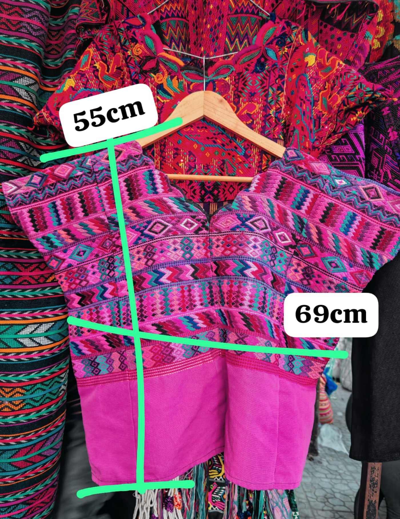 Hot Pink And Blue Comalapa Huipil #7-463