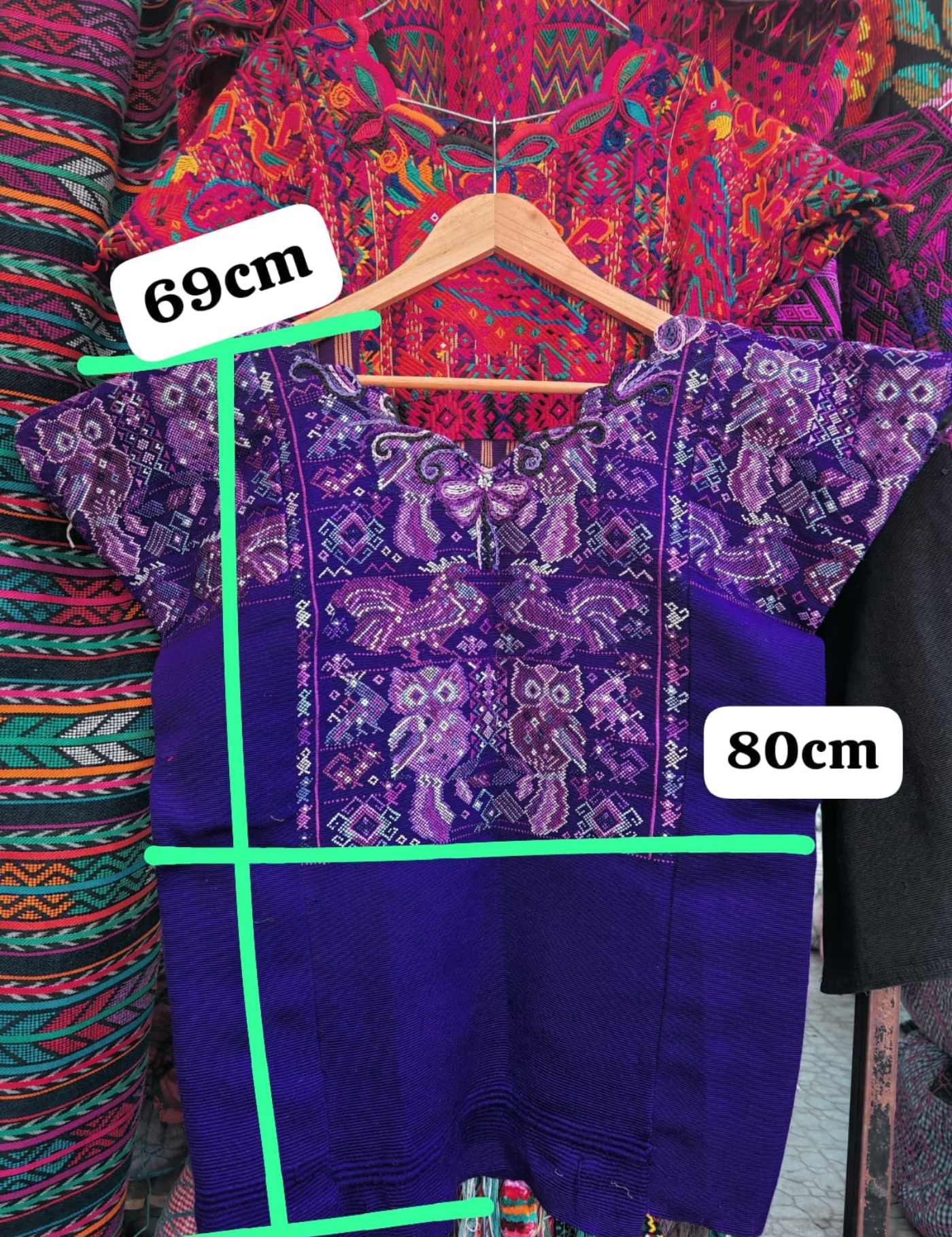 Purple With Lilac Owls Chichicastenango Huipil #7-465
