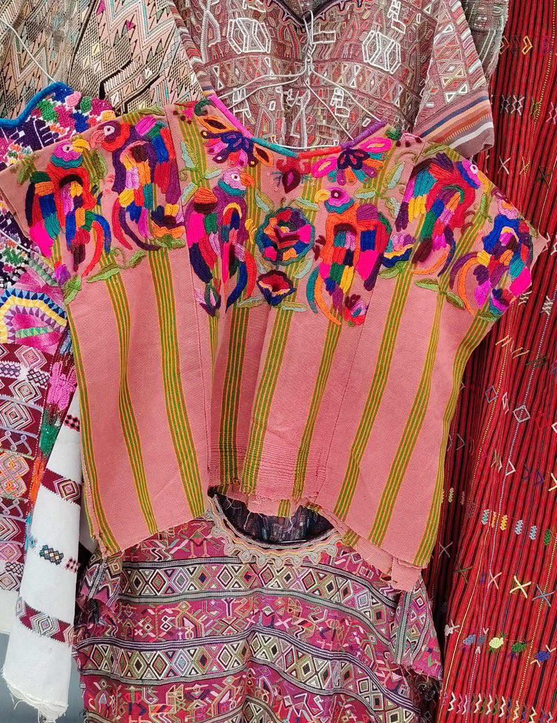 Bird on Pink Chichicastenango Huipil #7-481