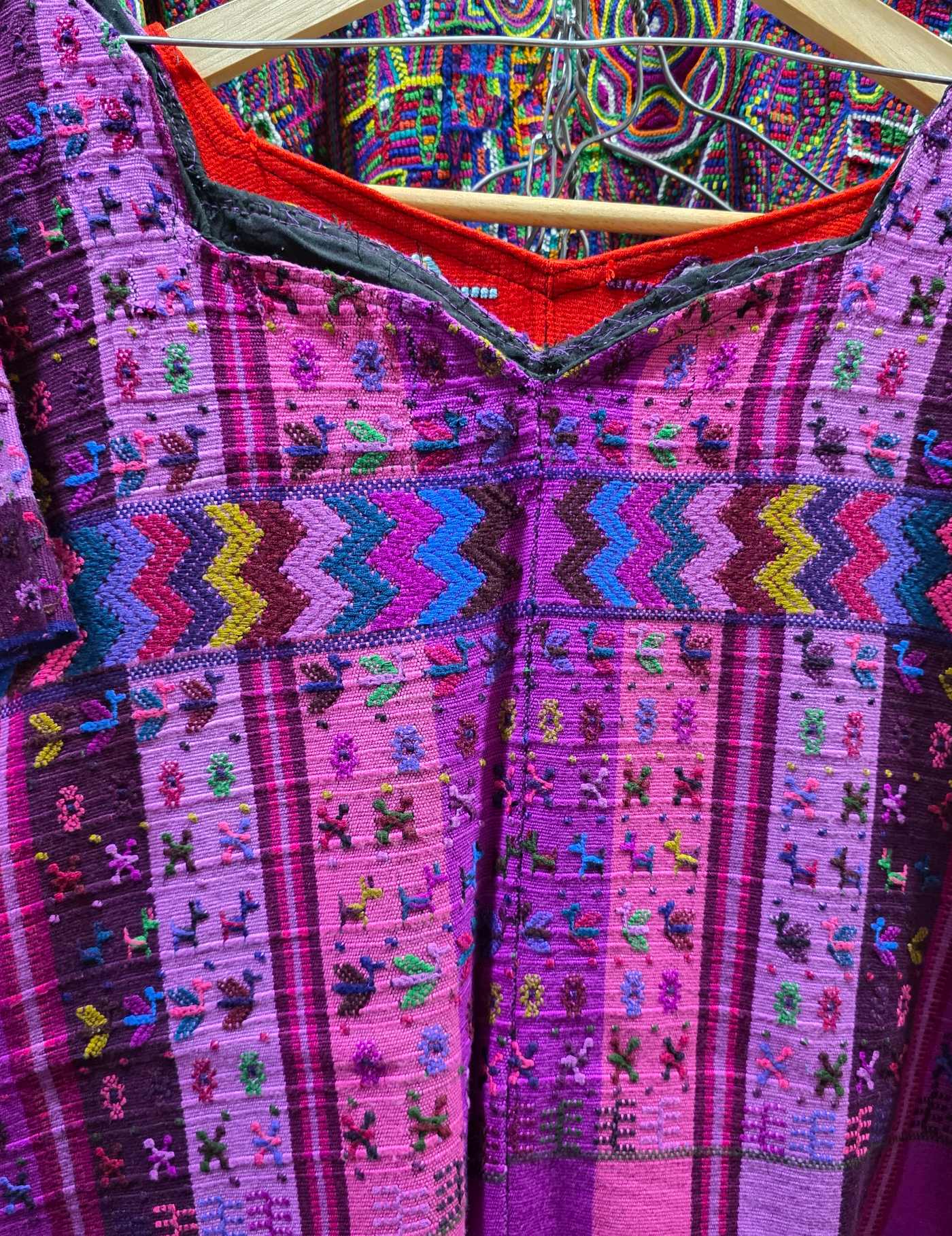 Pink and purple with small pattern San Lucas Tolimán Huipil #7-490