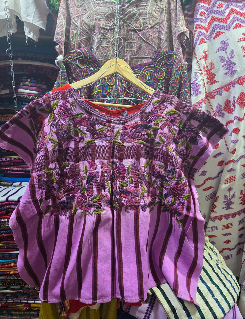Purple and birds Santiago Huipil #7-494