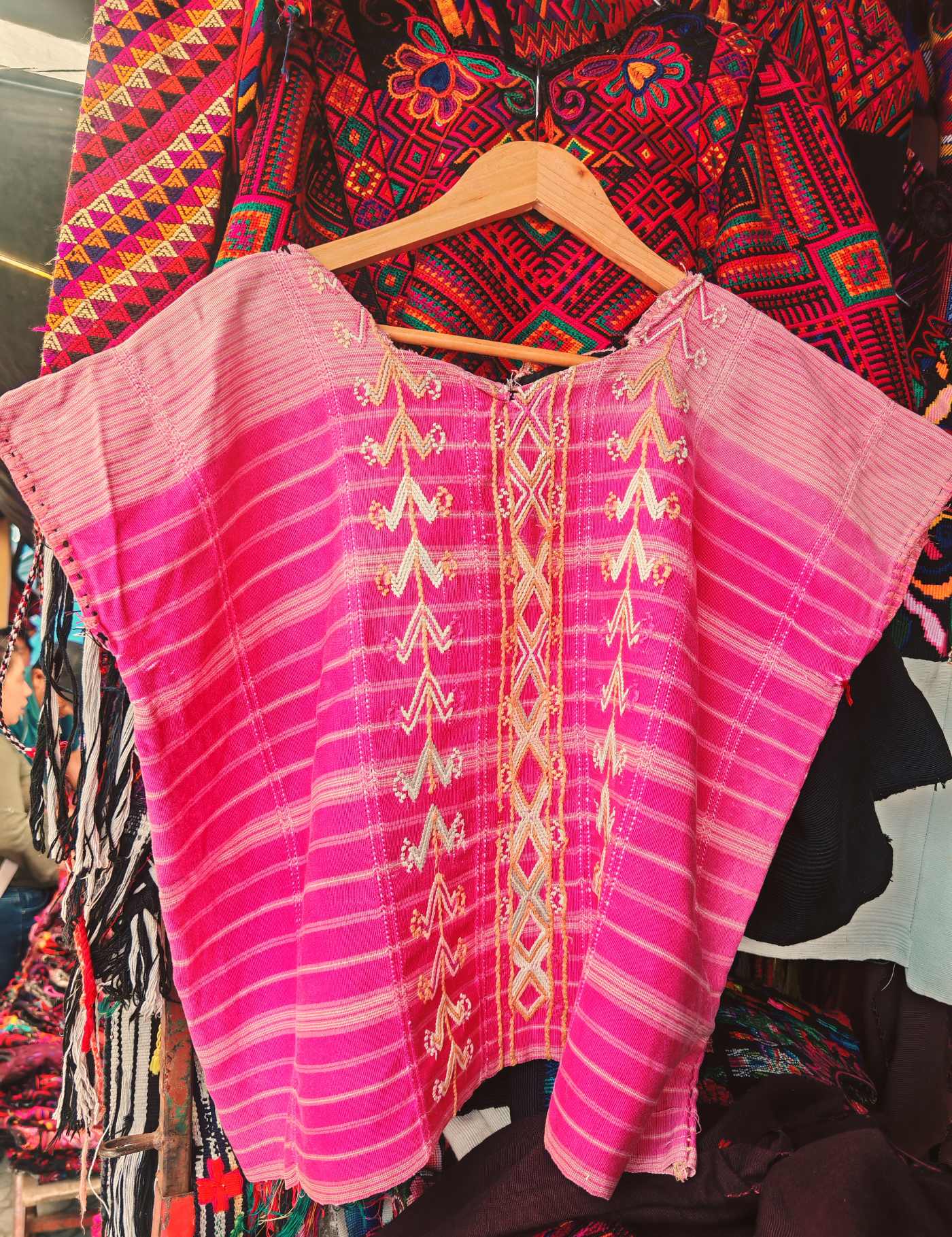 Pale pink geometric Colotenango Huipil #7-533
