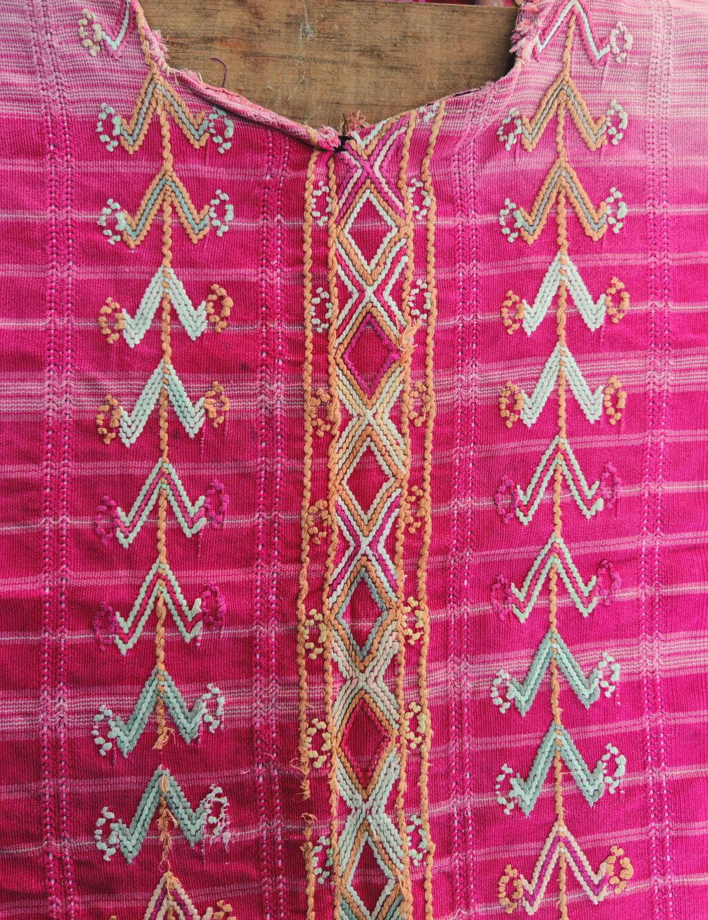 Pale pink geometric Colotenango Huipil #7-533