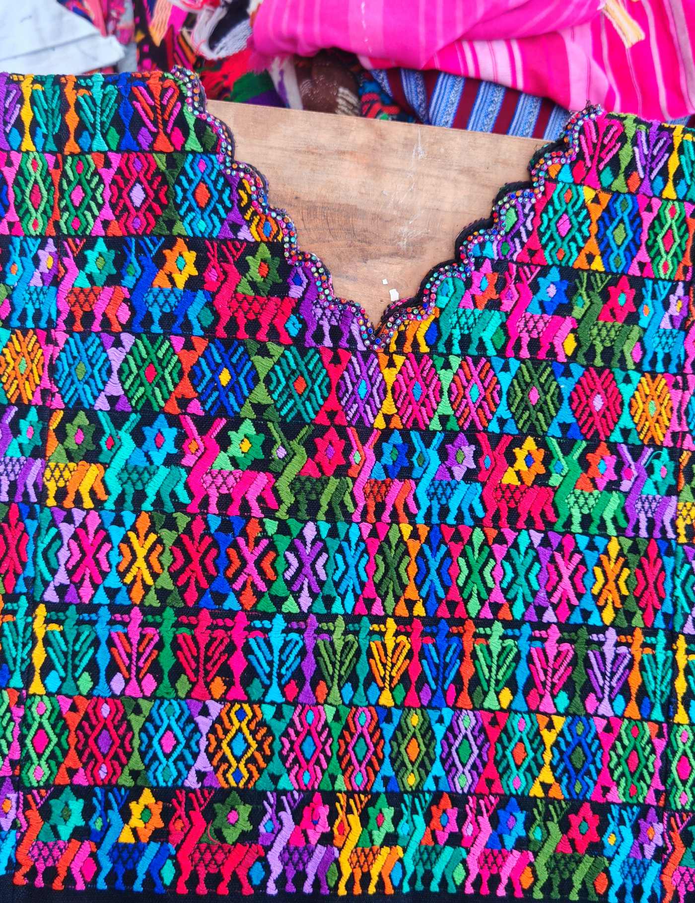 Rainbow color deer Cobán Huipil #7-544
