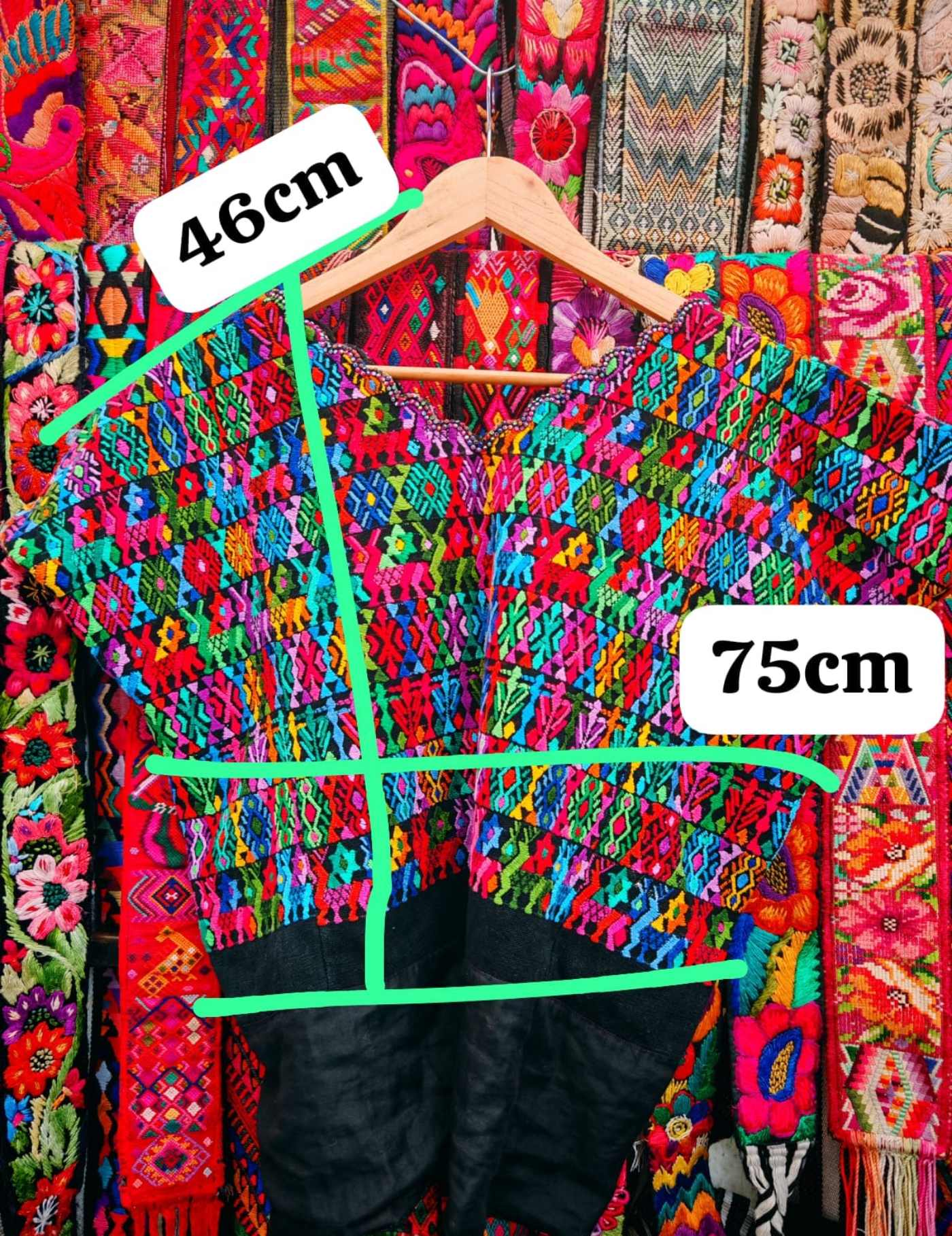 Rainbow color deer Cobán Huipil #7-544