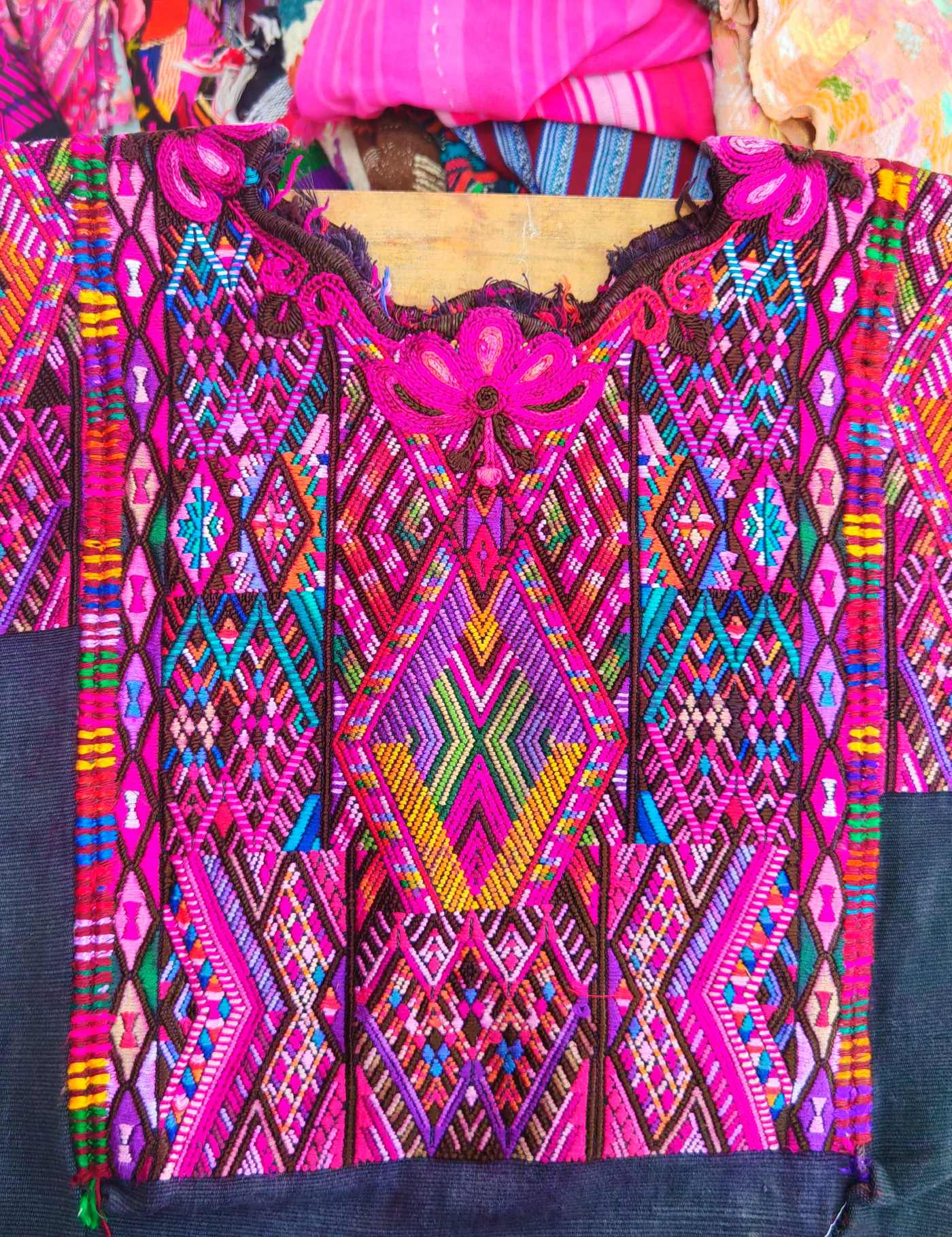Geometric made of silk thread Chichicastenango Huipil #7-545