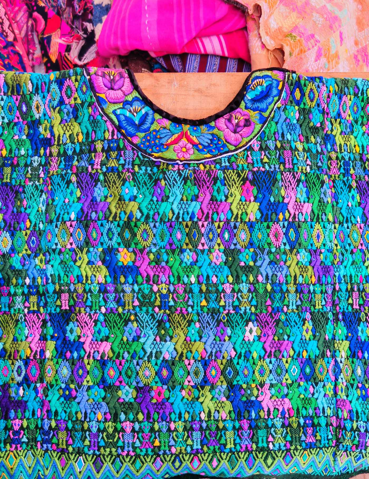Blue and Green Deer Cobán Huipil #7-546
