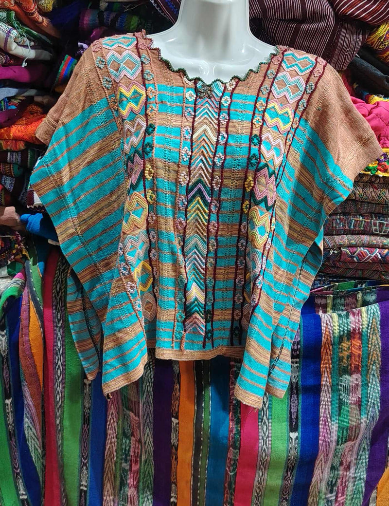 Blue and Brown Colotenango Huipil #7-554