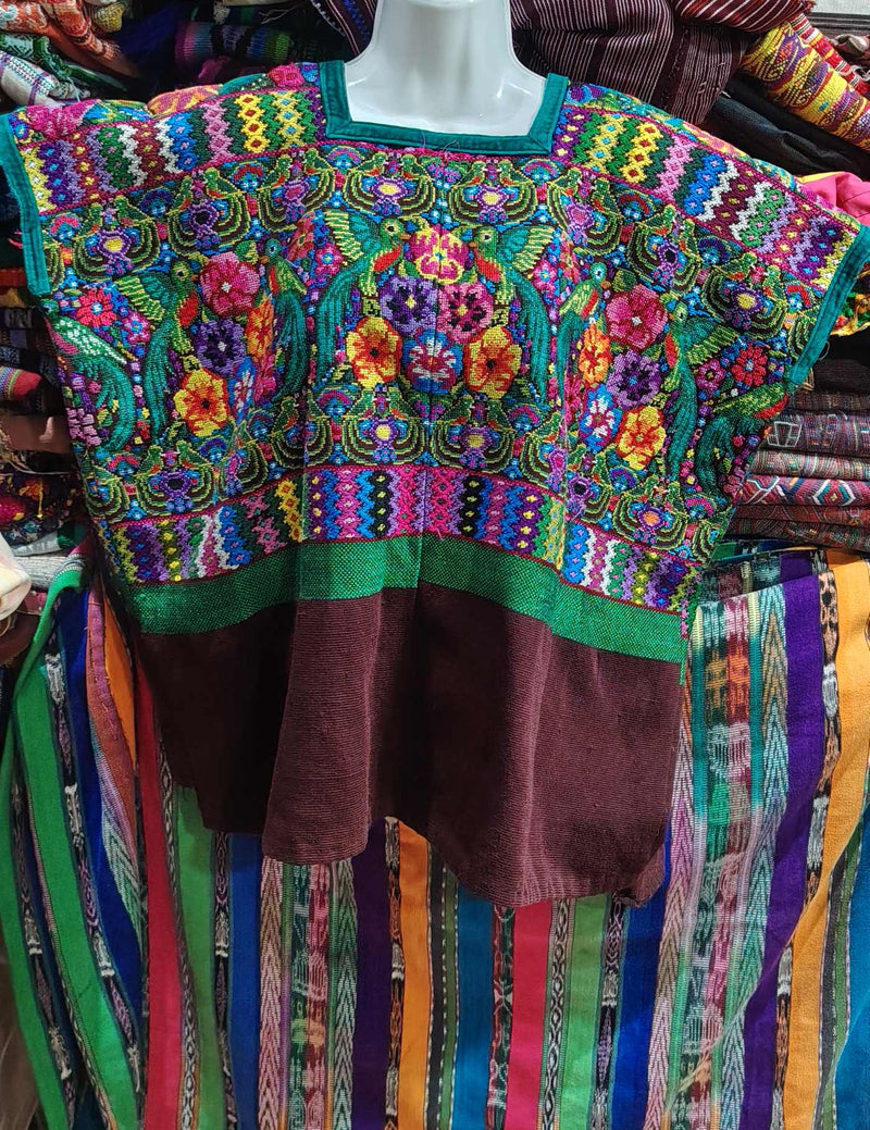Quetzal and Flowers Comalapa Huipil #7-555