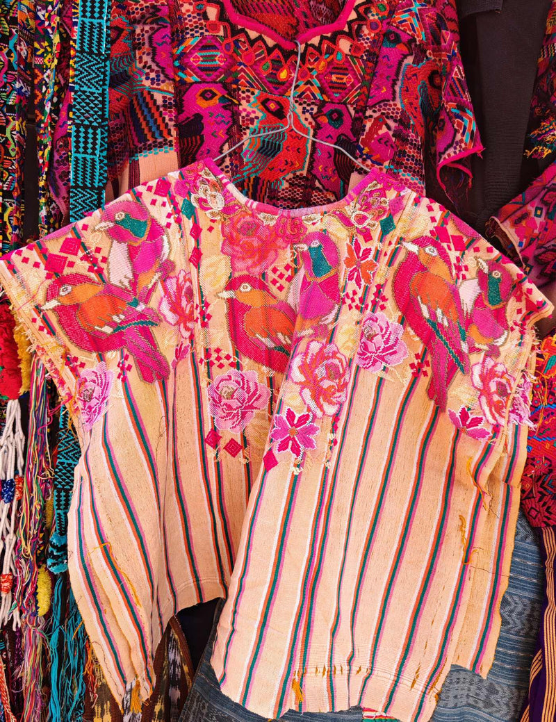 Red Pink and Beige Chichicastenango Huipil #8-4