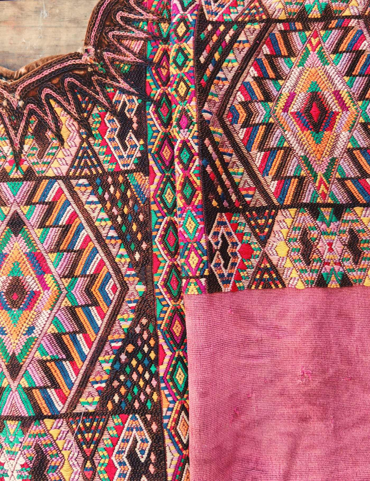 Brown Geometrics on Pink Chichicastenango Huipil #8-15