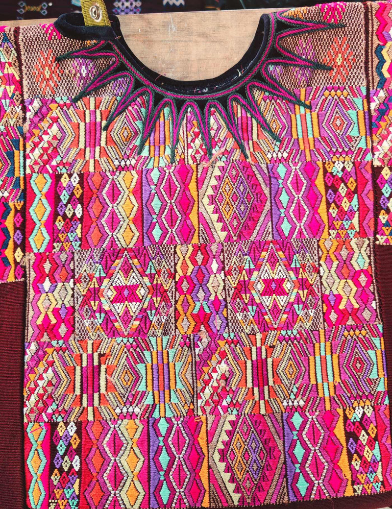 Brown Geometric, Chichicastenango Huipil #8-17