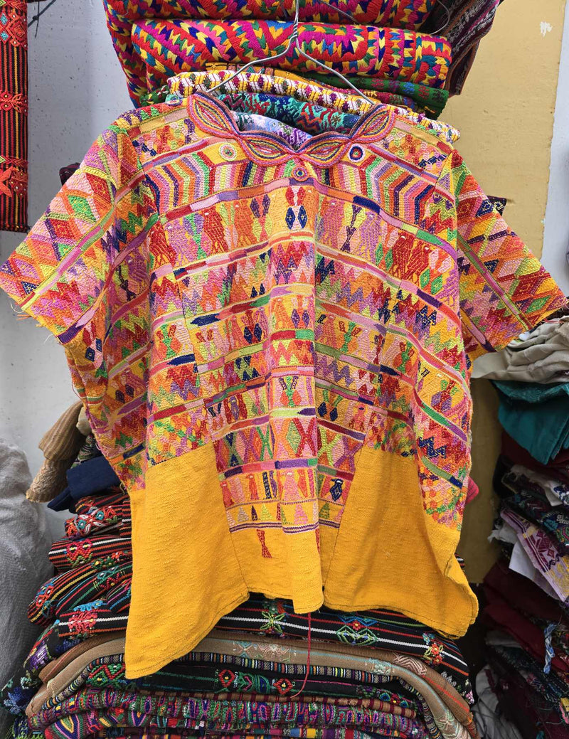 Colourful on Yellow San Juan Cotzal Huipil #8-35