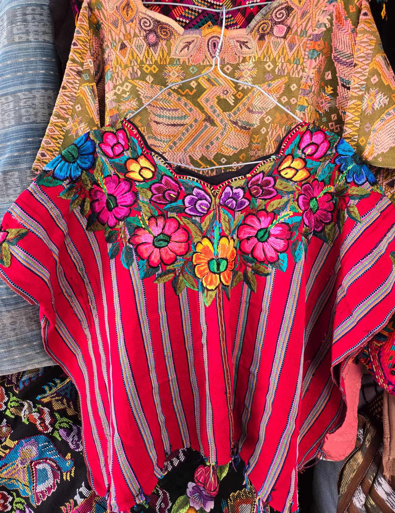 Flowers on Red Stripes Patzún Huipil #8-62