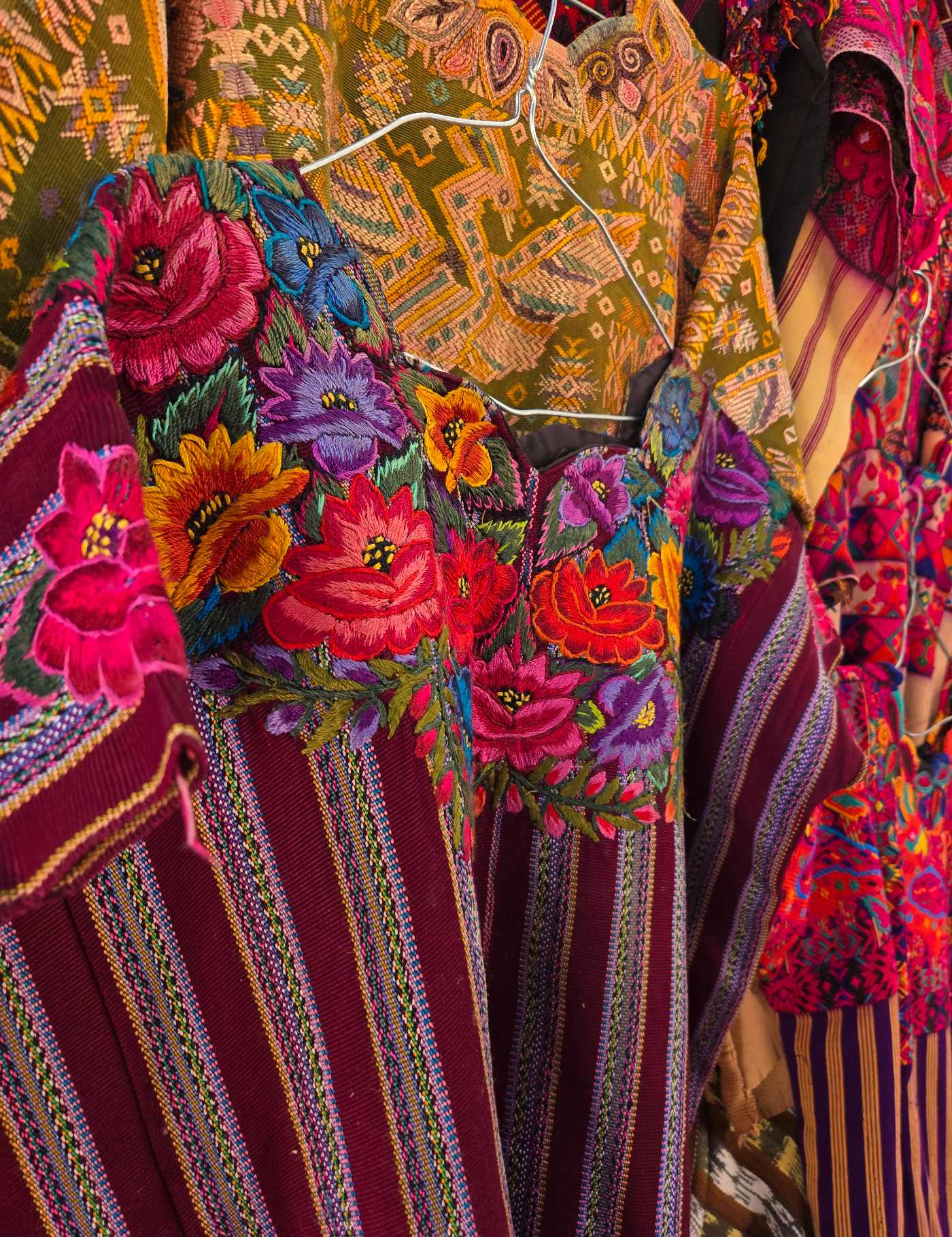 Floral on Maroon Patzún Huipil #8-67