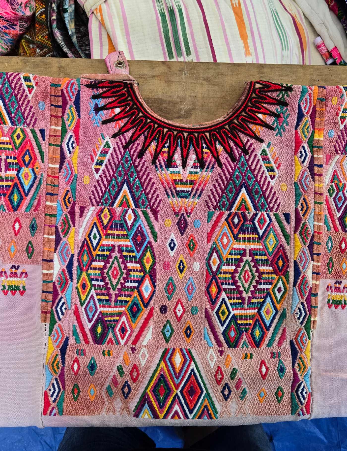 Pale pink geometric Chichicastenango Huipil #8-72