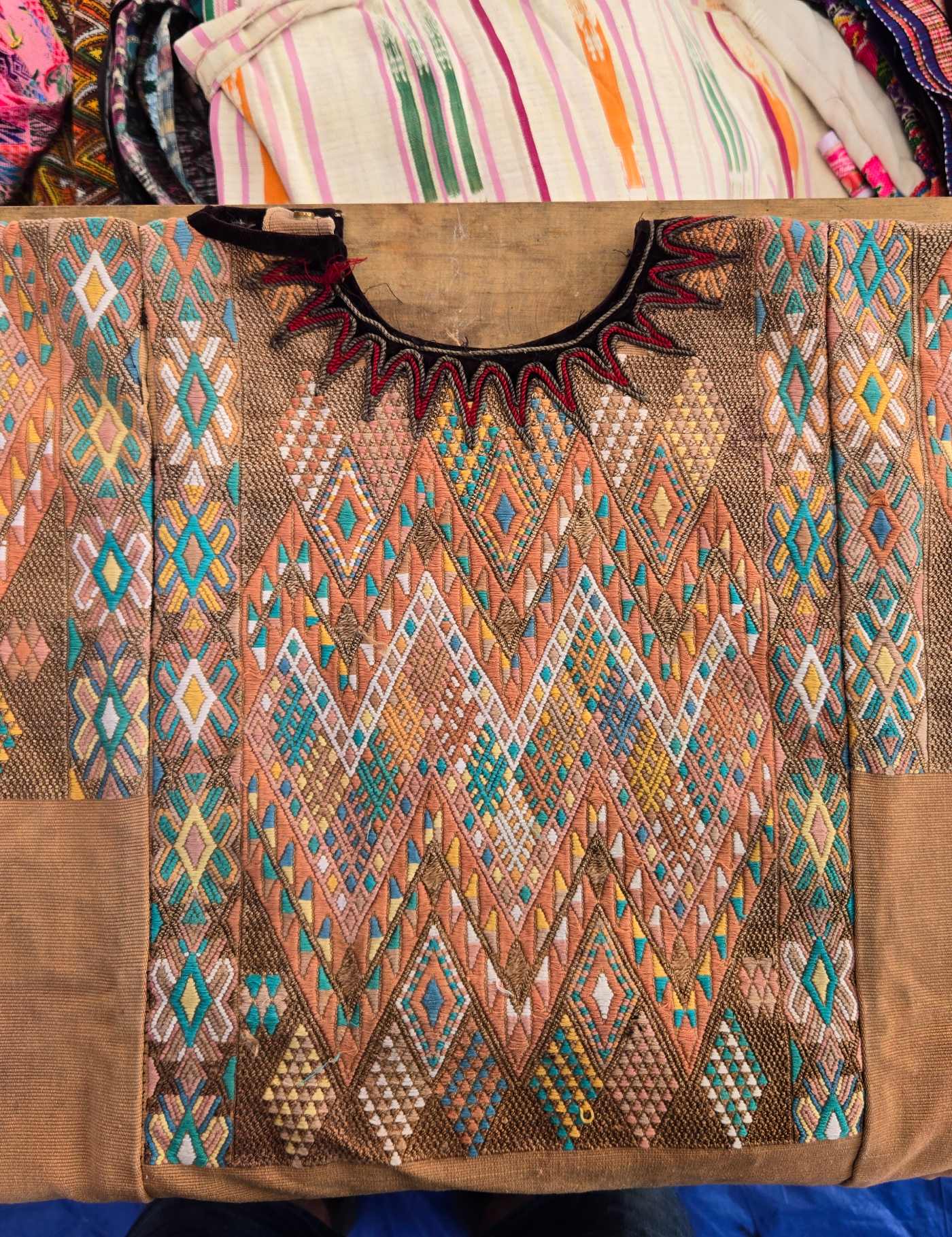 Caramel Geometric Chichicastenango Huipil #8-74