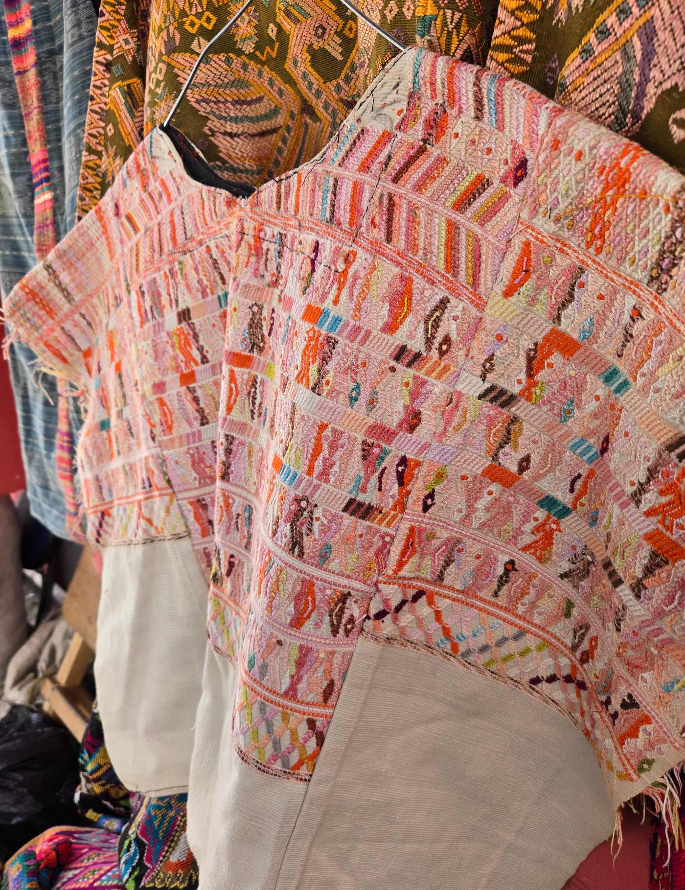 Pink and Ivory San Juan Cotzal Huipil #8-76