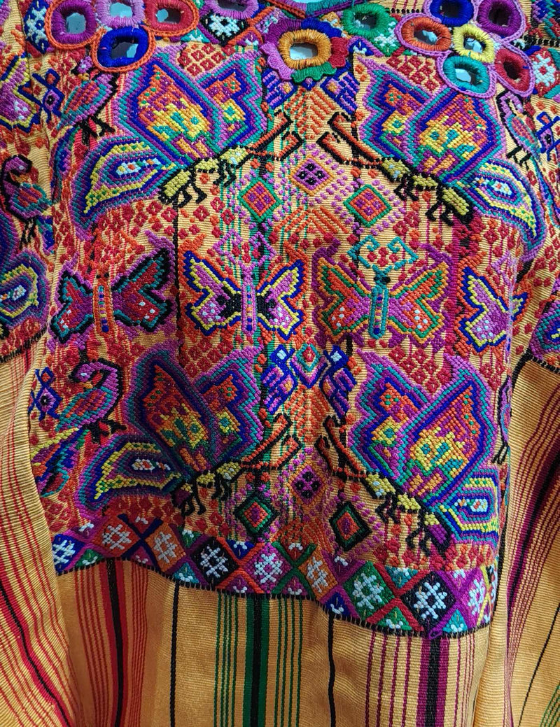 Butterflies and Stripes Chichicastenango Huipil #8-109
