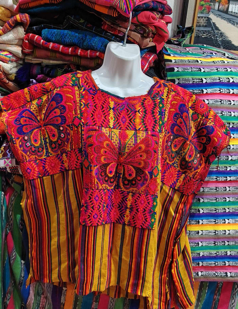 Butterflies and Stripes Chichicastenango Huipil #8-112