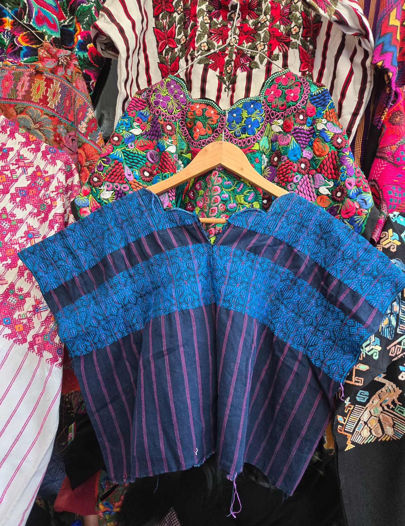 Indigo and Blue Two-Headed Horse Nahualá Huipil #8-132