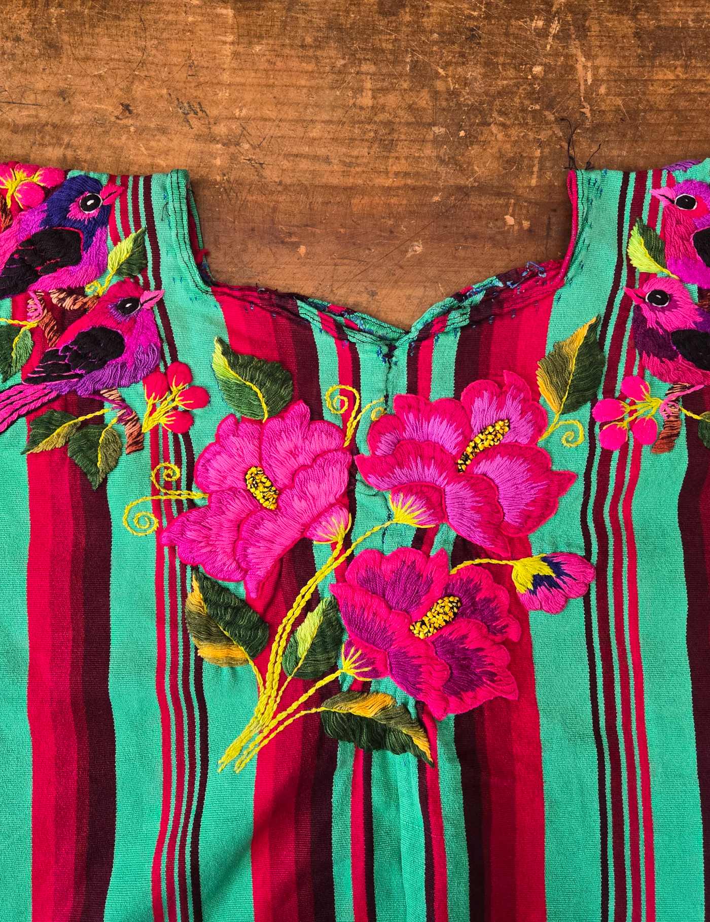 Red and Green Striped Santiago Huipil #8-134