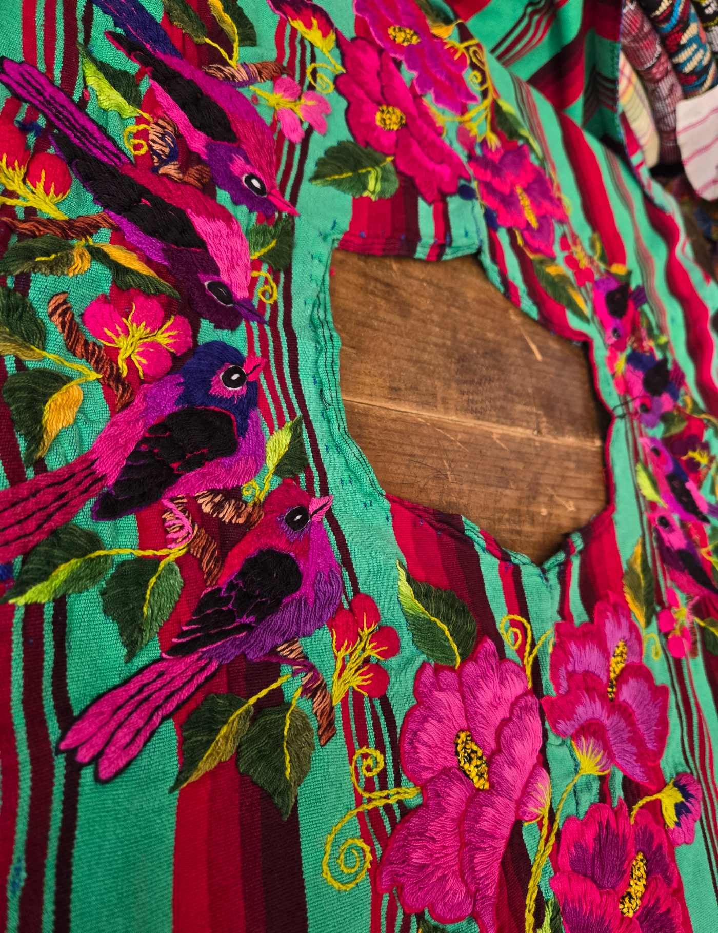 Red and Green Striped Santiago Huipil #8-134