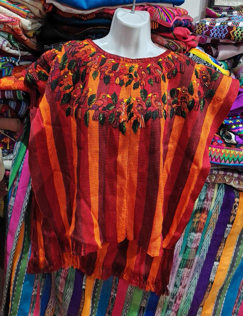 Deep Orange Birds Santiago Huipil #8-142