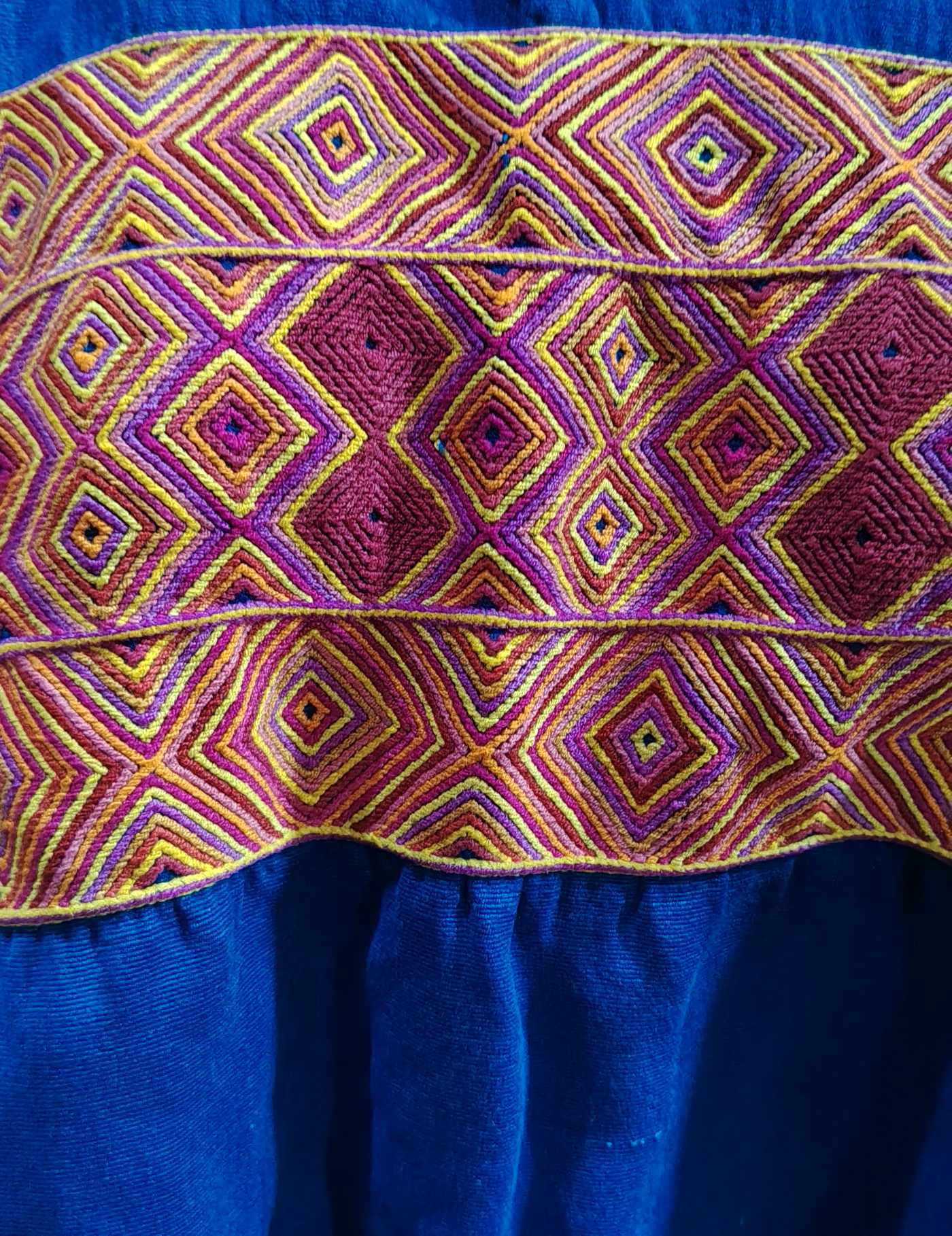 Blue and Berry Geometric Colotenango Huipil #8-160