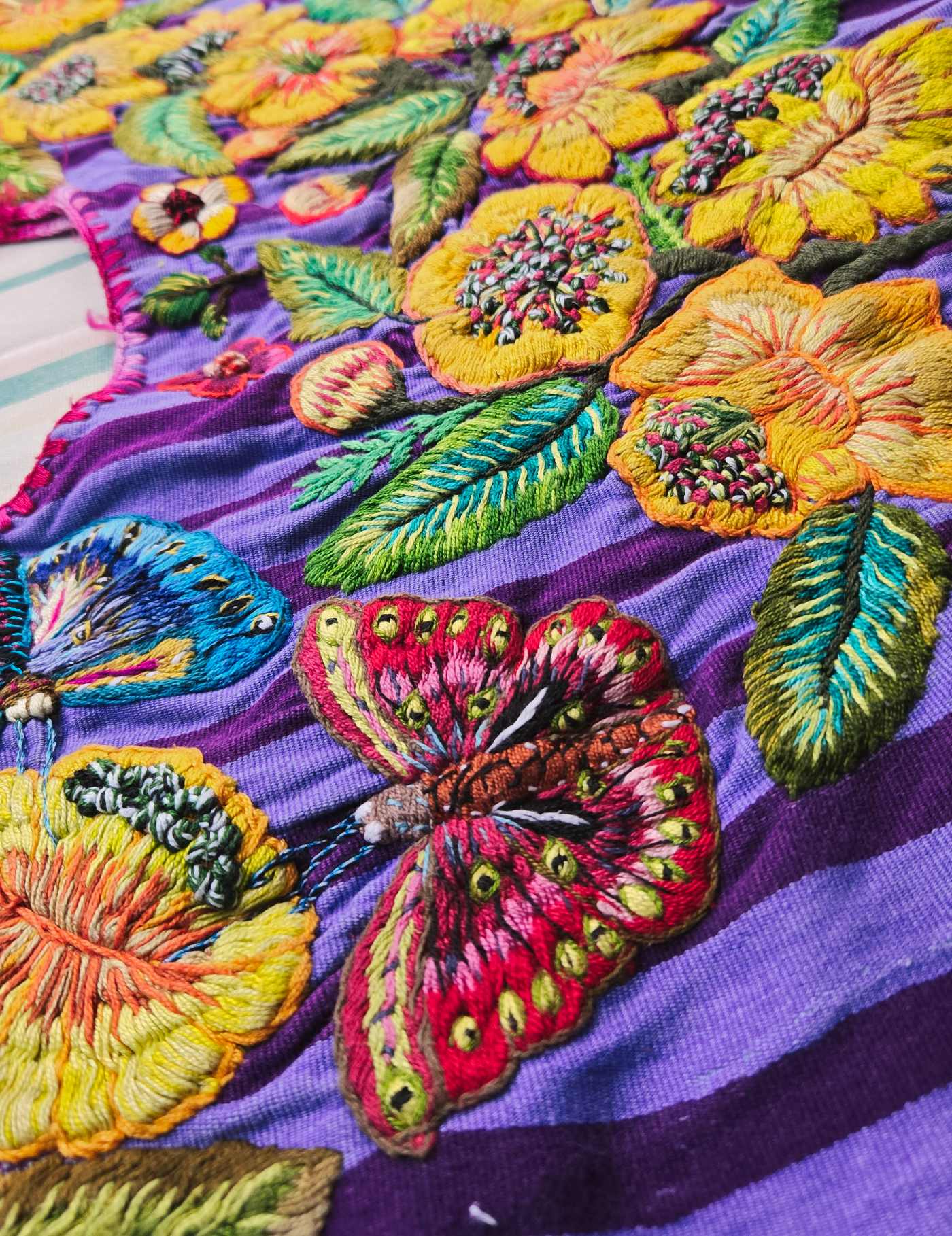 Yellow Flowers on Purple Santiago Huipil #8-174