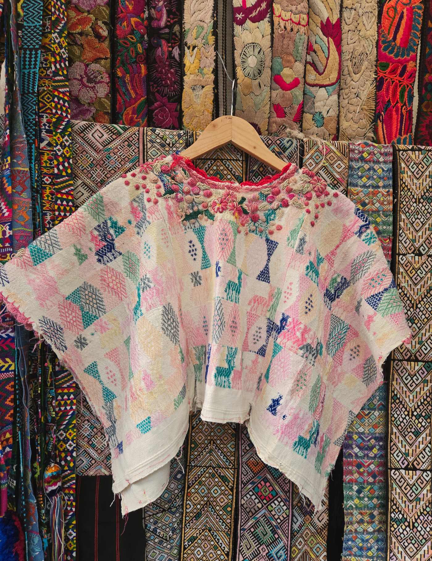Pastel with Rococo Embroidery Cobán Huipil #8-176