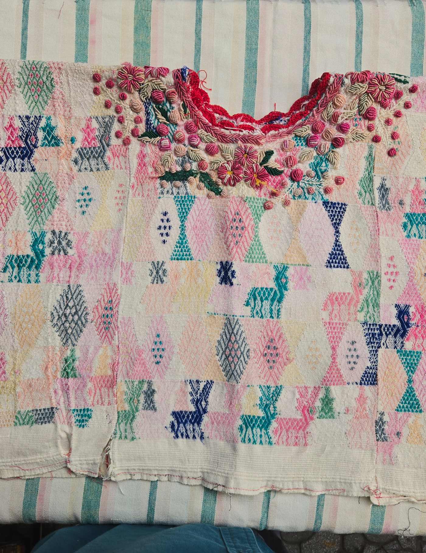 Pastel with Rococo Embroidery Cobán Huipil #8-176